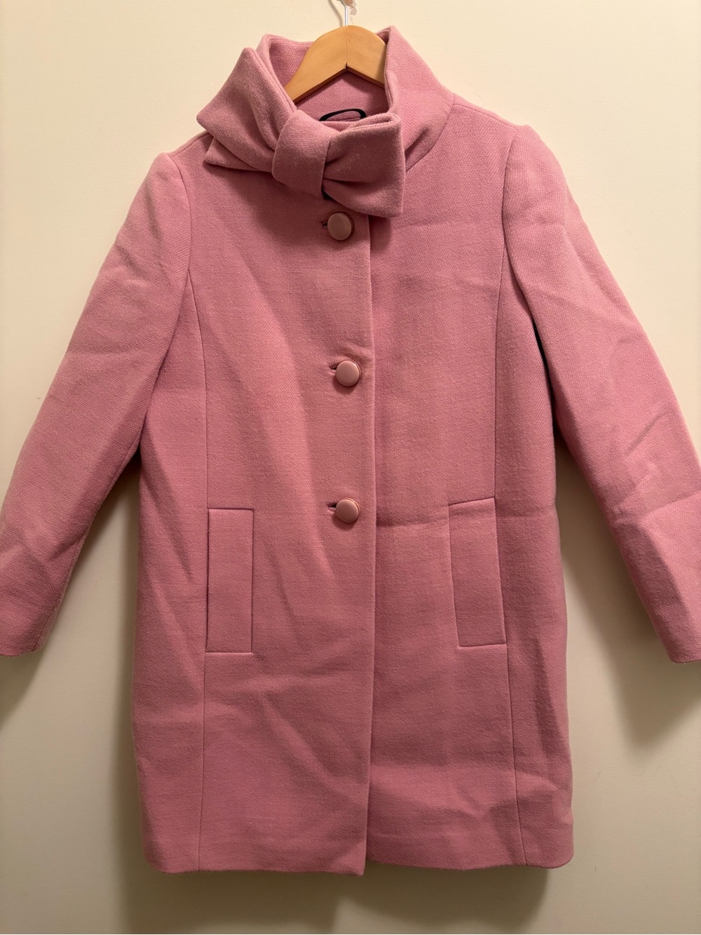 kate spade Pink Bow-Collar Wool Coat